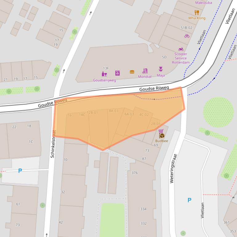 Kaart van postcodegebied 3061DC.