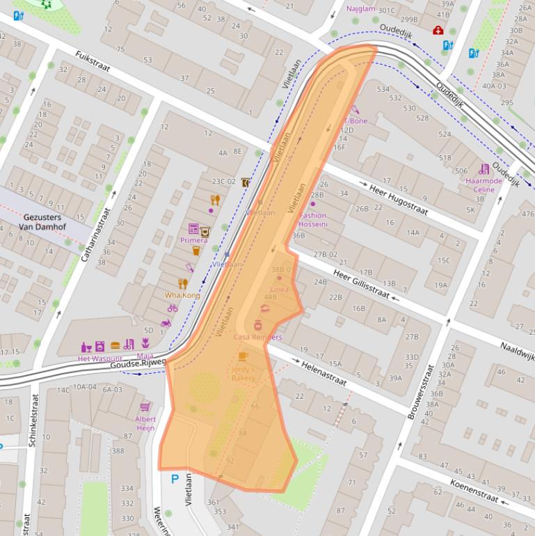 Kaart van postcodegebied 3061DZ.