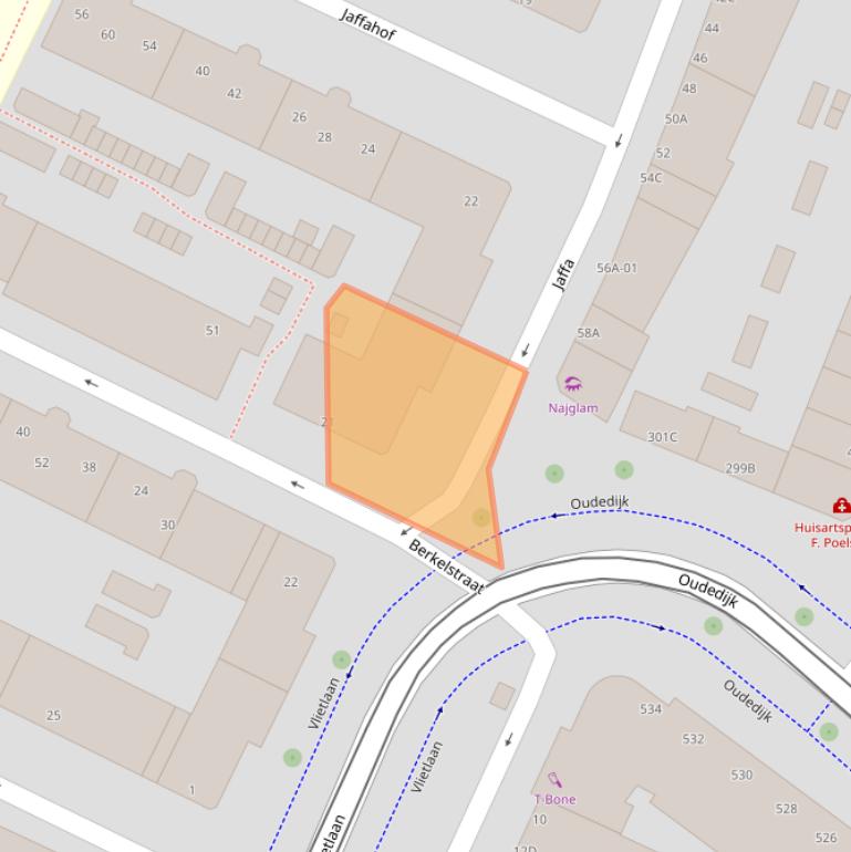 Kaart van postcodegebied 3061JA.