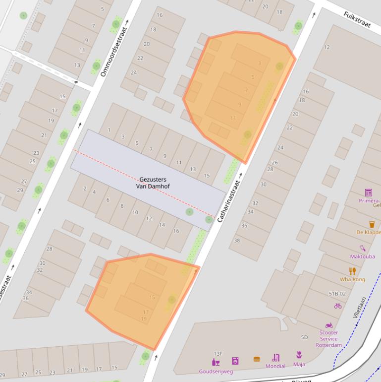Kaart van postcodegebied 3061LA.