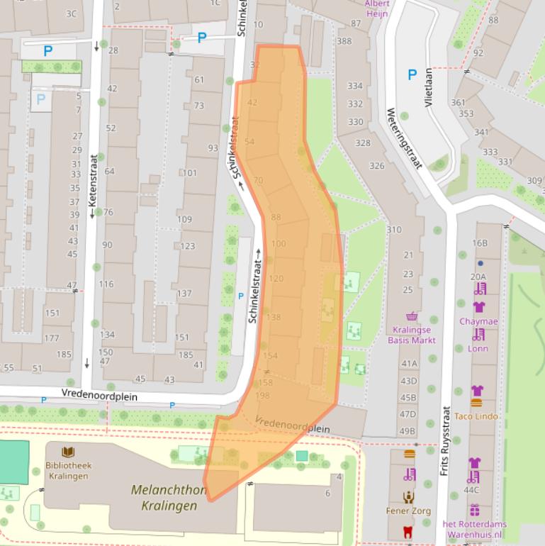 Kaart van postcodegebied 3061MN.