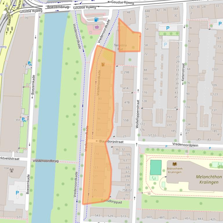 Kaart van postcodegebied 3061MT.