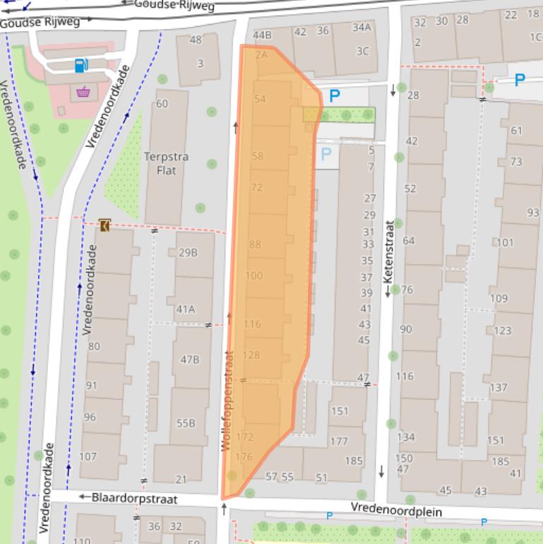 Kaart van postcodegebied 3061MZ.