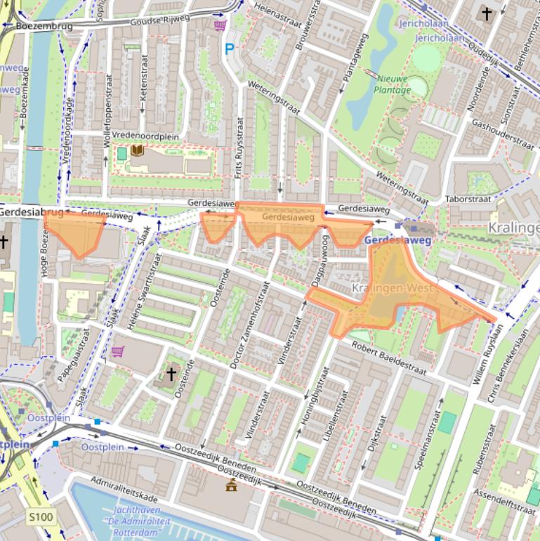 Kaart van postcodegebied 3061RA.