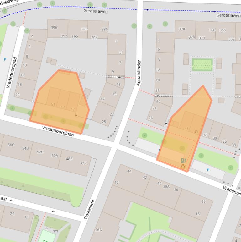 Kaart van postcodegebied 3061RE.