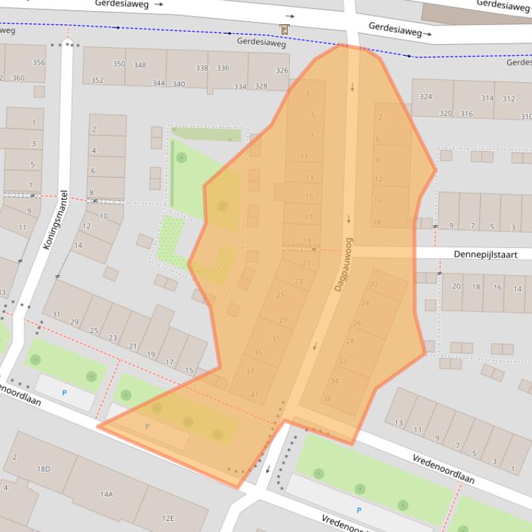 Kaart van postcodegebied 3061WP.