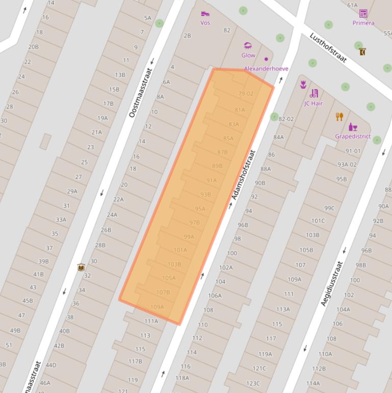 Kaart van postcodegebied 3061ZC.