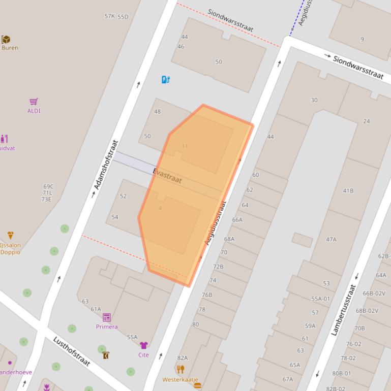 Kaart van postcodegebied 3061ZN.