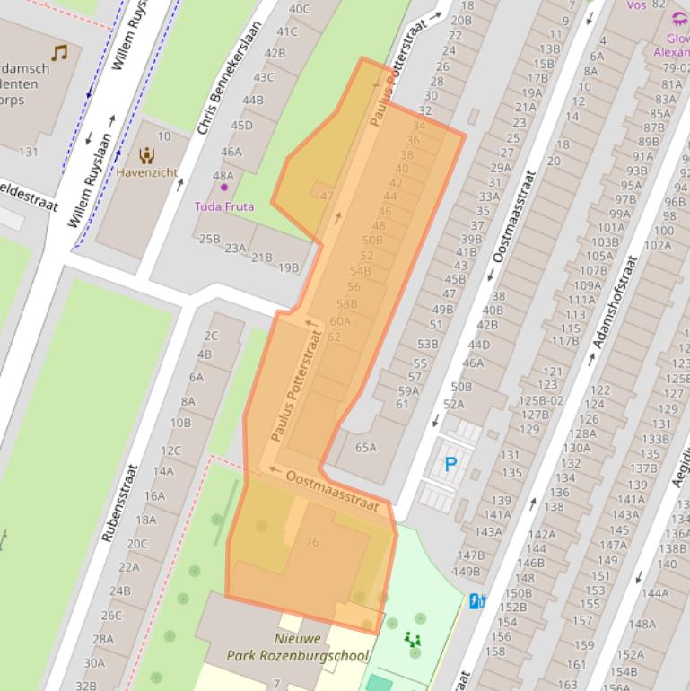 Kaart van postcodegebied 3061ZW.