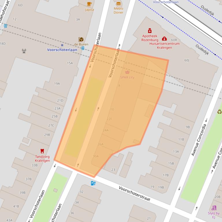 Kaart van postcodegebied 3062KN.