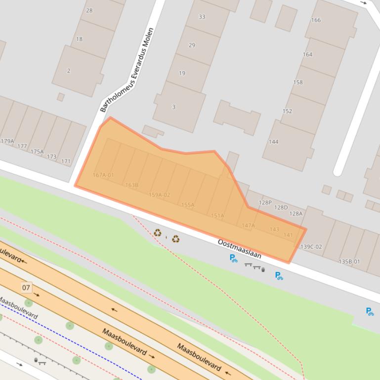 Kaart van postcodegebied 3063AS.