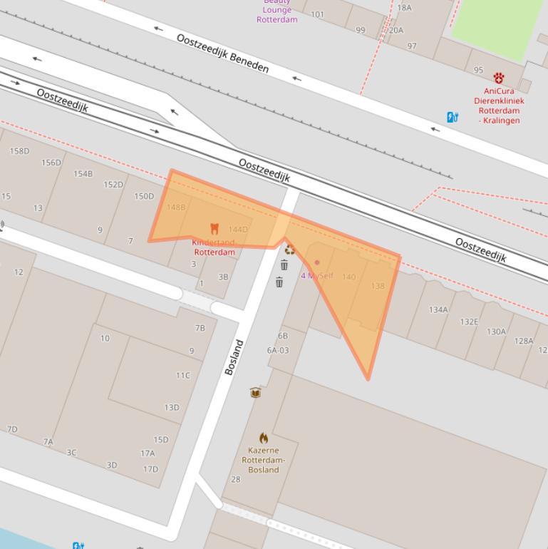 Kaart van postcodegebied 3063BJ.