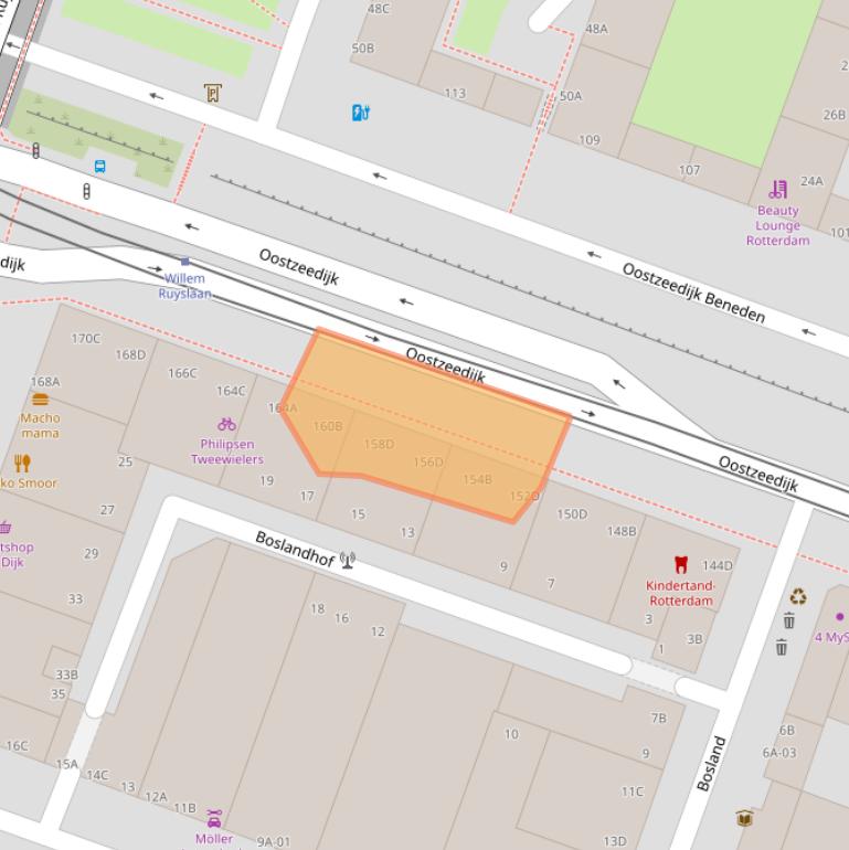 Kaart van postcodegebied 3063BK.