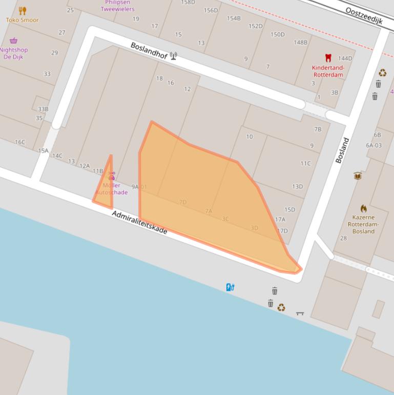 Kaart van postcodegebied 3063EA.