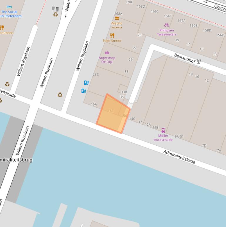 Kaart van postcodegebied 3063EC.