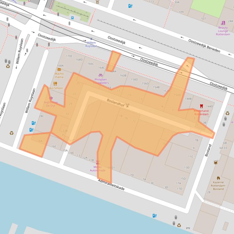 Kaart van postcodegebied 3063EN.