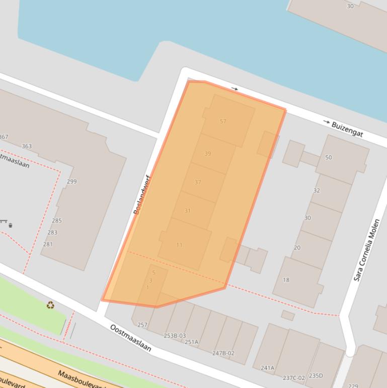 Kaart van postcodegebied 3063PB.