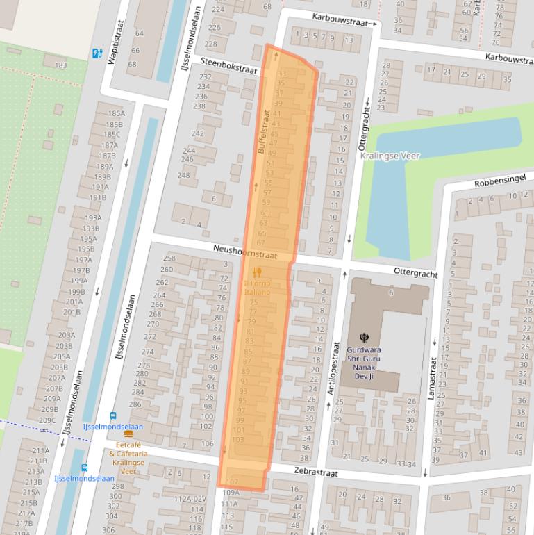 Kaart van postcodegebied 3064AA.