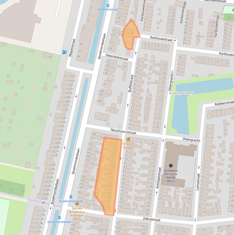 Kaart van postcodegebied 3064AC.