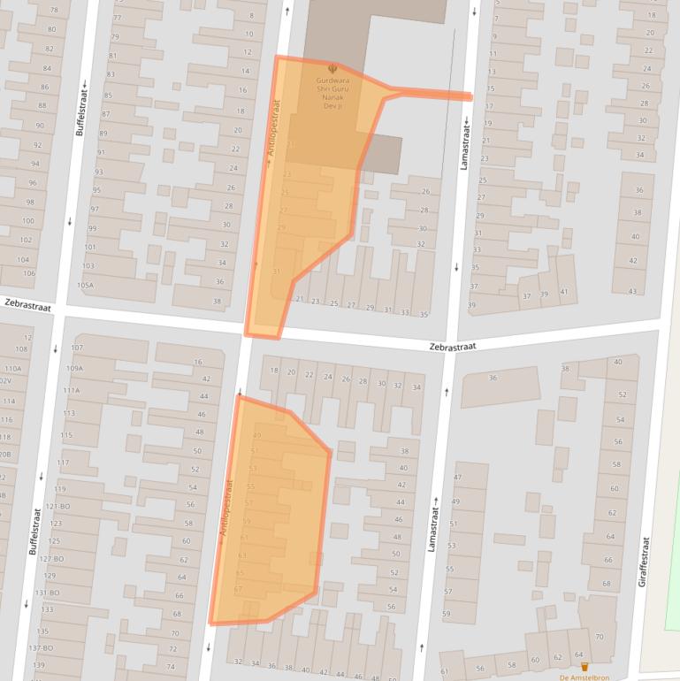 Kaart van postcodegebied 3064LA.