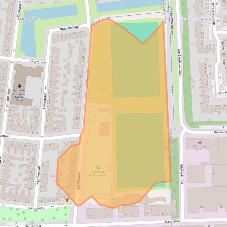 Kaart van postcodegebied 3064LE.