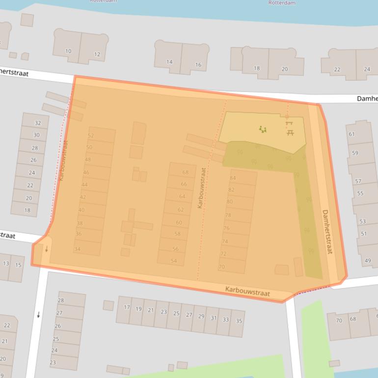 Kaart van postcodegebied 3064LJ.