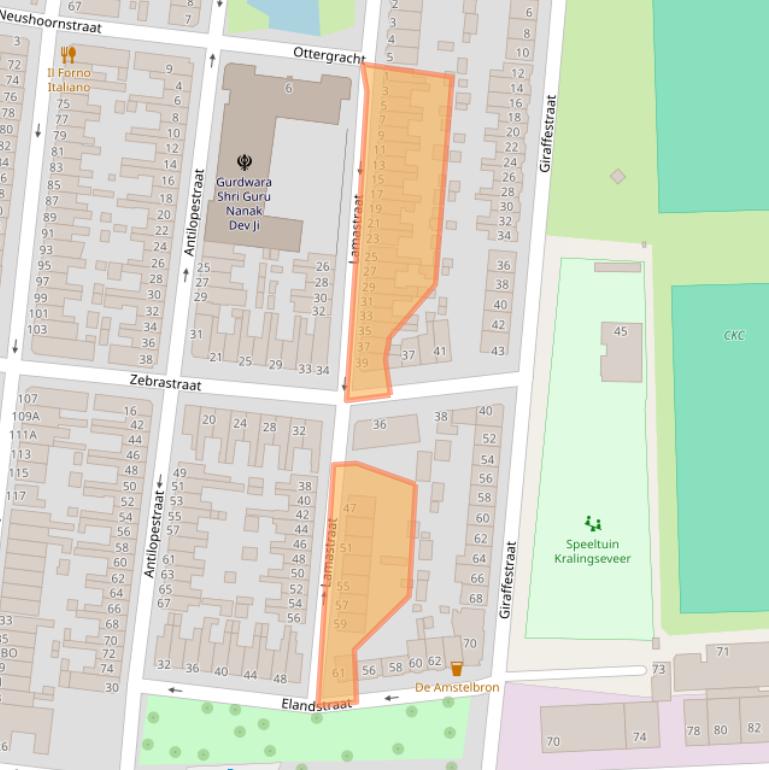 Kaart van postcodegebied 3064LK.