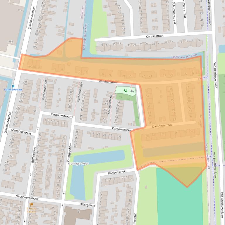 Kaart van postcodegebied 3064LT.