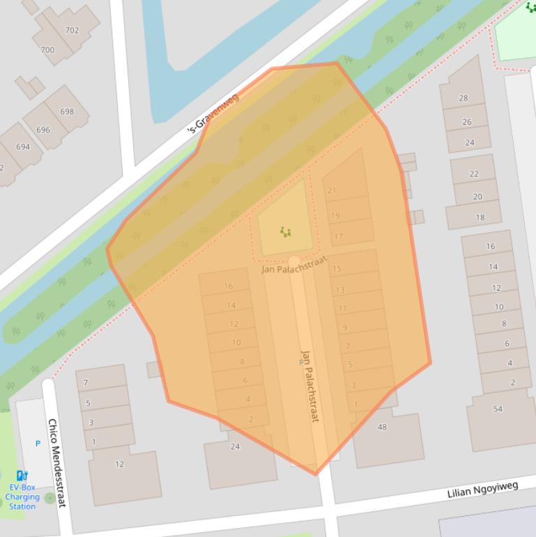 Kaart van postcodegebied 3065EB.