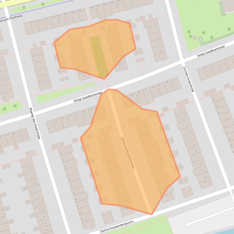 Kaart van postcodegebied 3065HC.