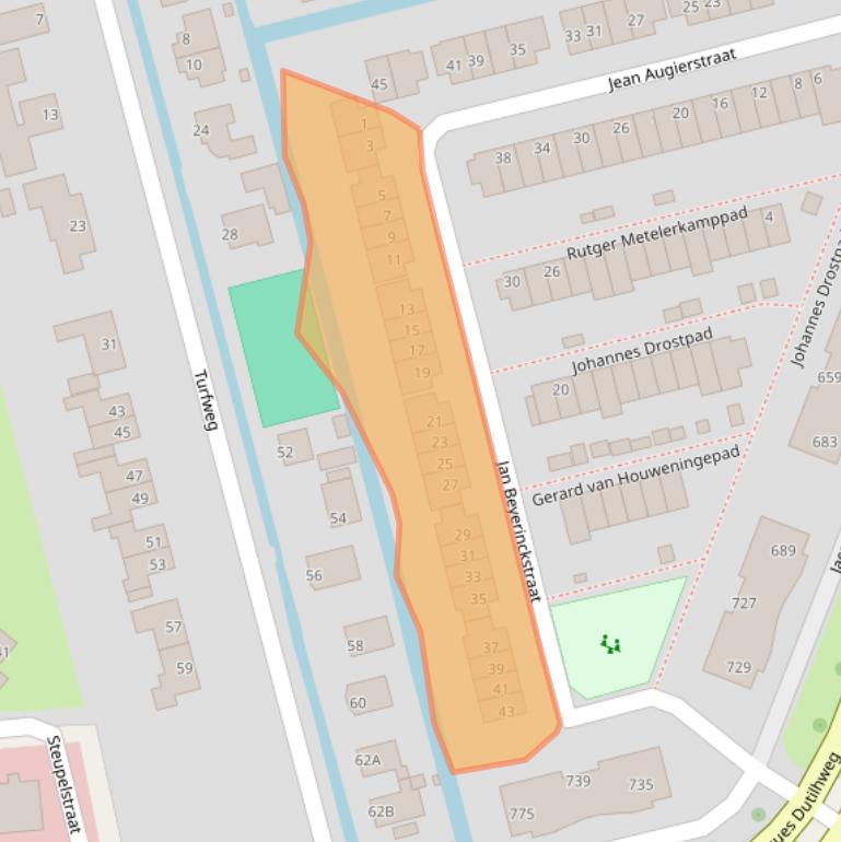 Kaart van postcodegebied 3065JB.