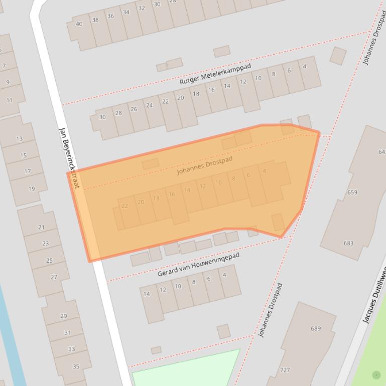 Kaart van postcodegebied 3065JC.