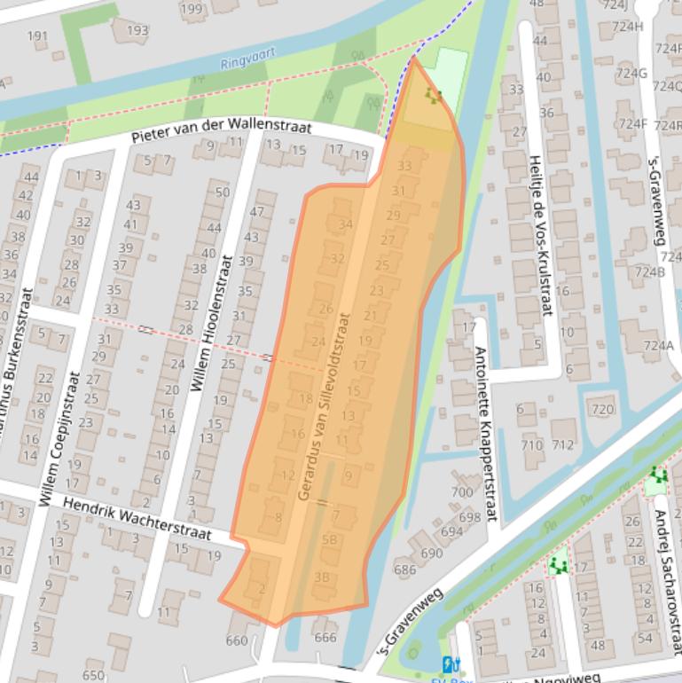 Kaart van postcodegebied 3065LG.