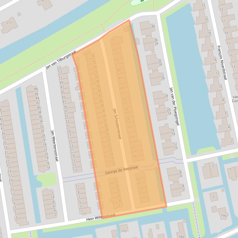 Kaart van postcodegebied 3065PD.