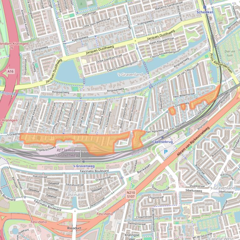 Kaart van postcodegebied 3065SC.