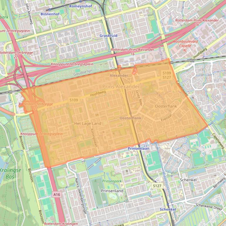 Kaart van postcodegebied 3067.