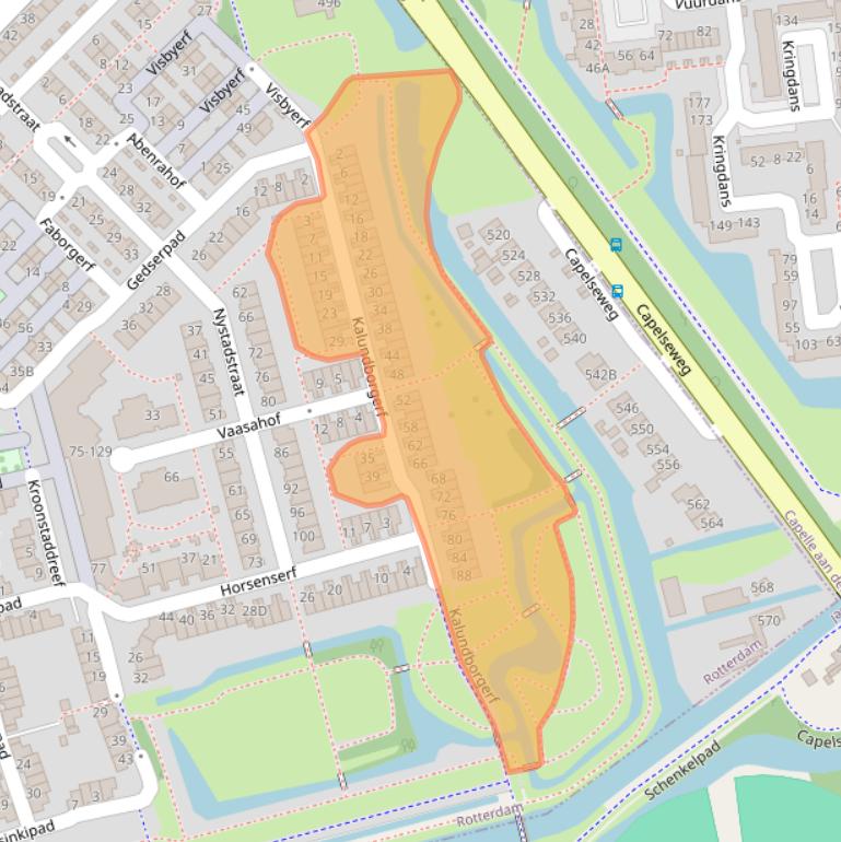 Kaart van postcodegebied 3067DZ.