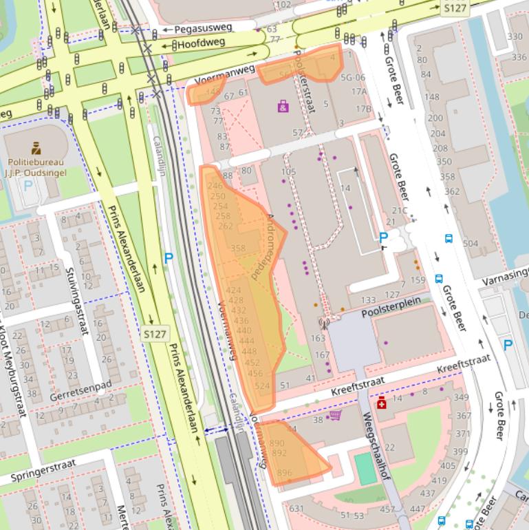 Kaart van postcodegebied 3067JW.