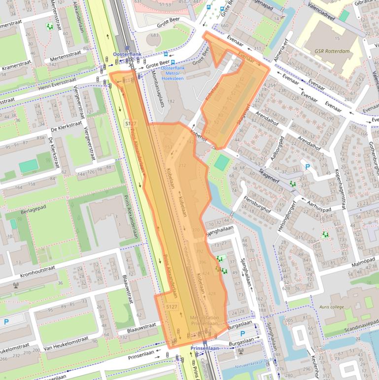 Kaart van postcodegebied 3067MD.