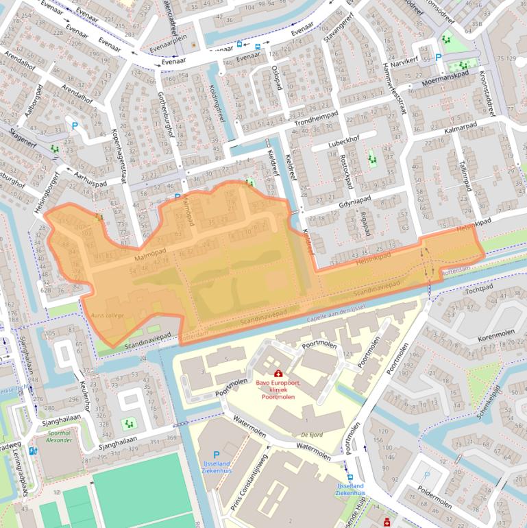 Kaart van postcodegebied 3067PW.