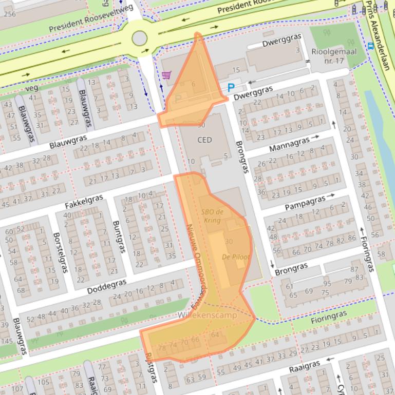 Kaart van postcodegebied 3068BT.