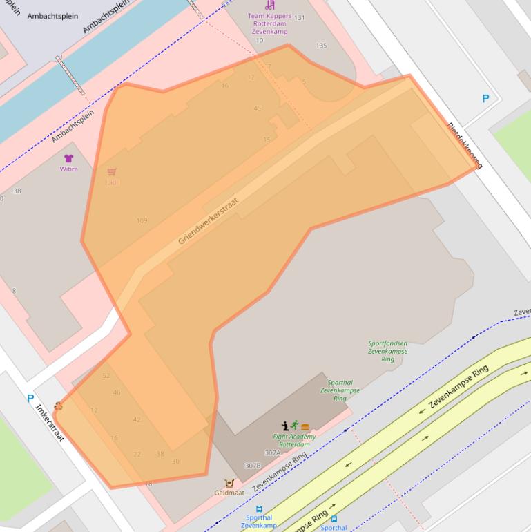 Kaart van postcodegebied 3068GZ.