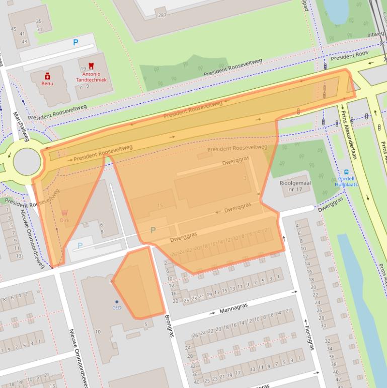 Kaart van postcodegebied 3068PC.