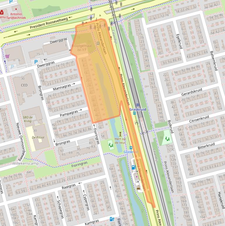 Kaart van postcodegebied 3068PE.