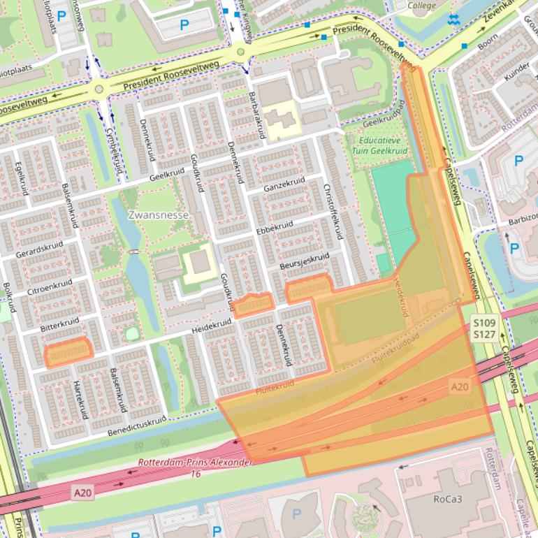 Kaart van postcodegebied 3068RT.