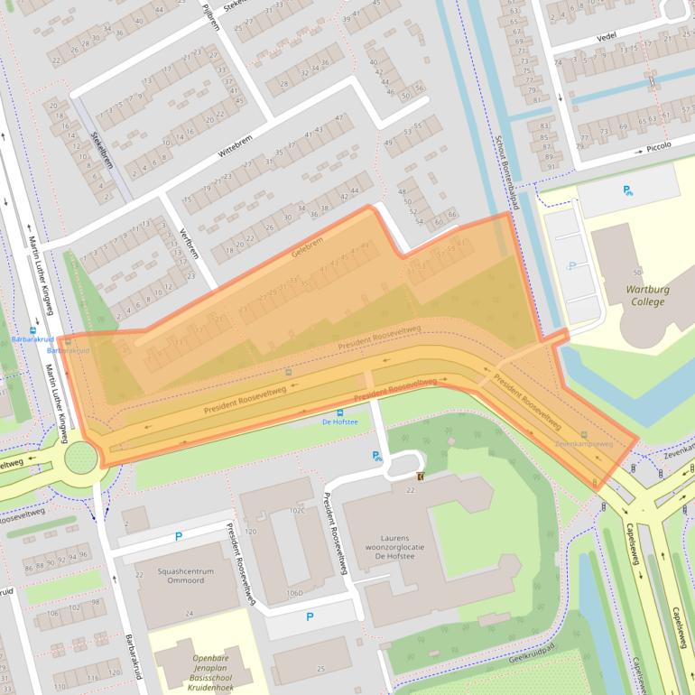 Kaart van postcodegebied 3068TJ.