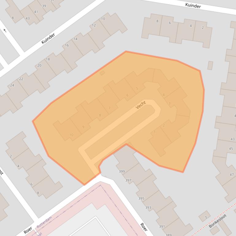 Kaart van postcodegebied 3068TX.