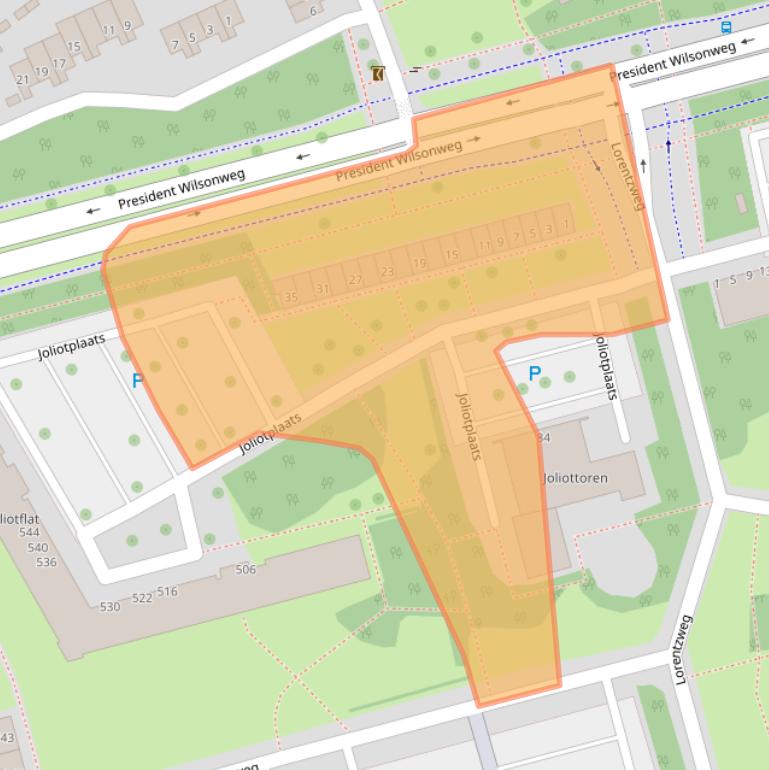 Kaart van postcodegebied 3069JJ.