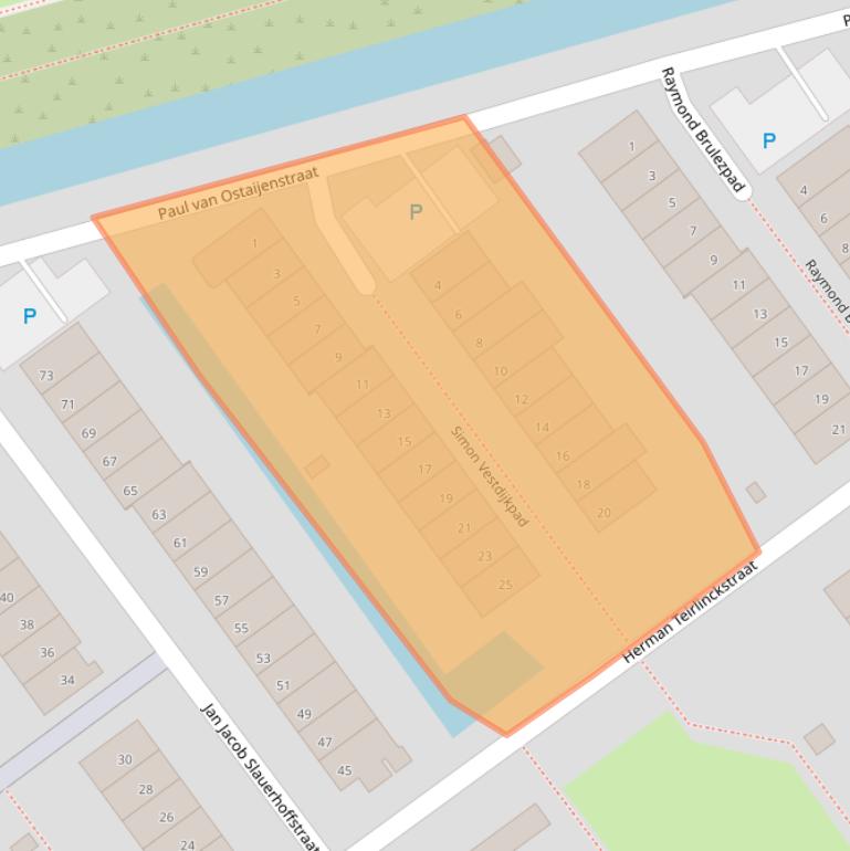 Kaart van postcodegebied 3069JZ.