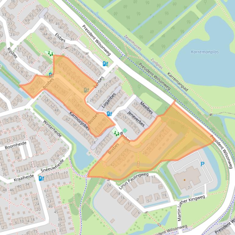 Kaart van postcodegebied 3069LL.